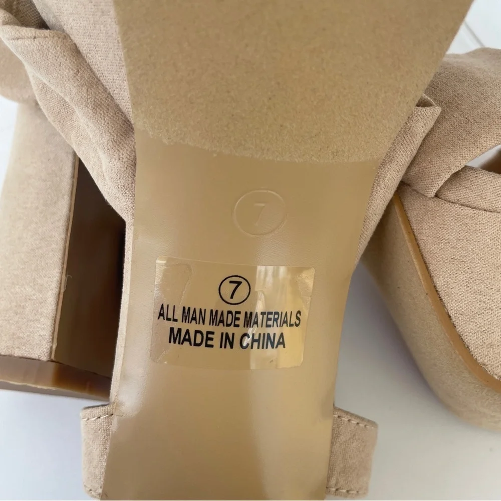 Lulu's Tan Platform Sandals with Slingback Strap